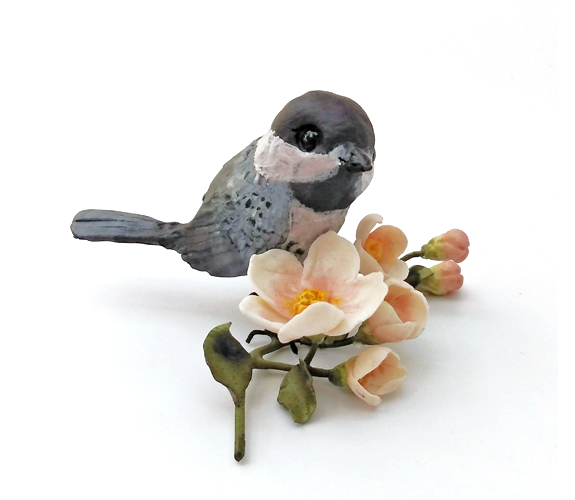 "Chickadee with Apple Blossoms" - Loralin Toney